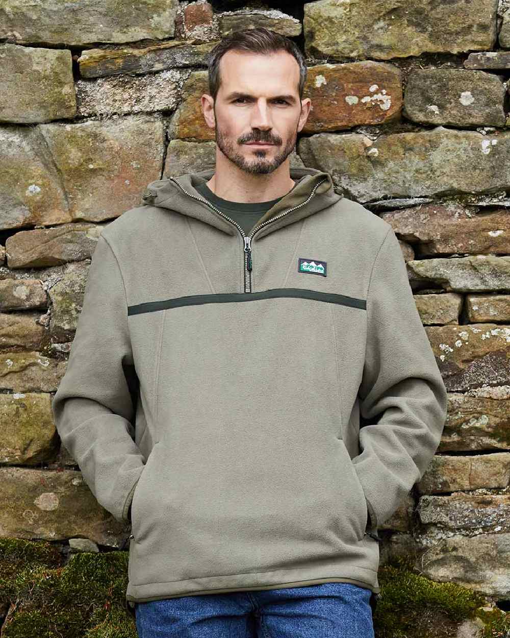 Smokey Olive Coloured Ridgeline Kodiak Fleece Smock on white background 
