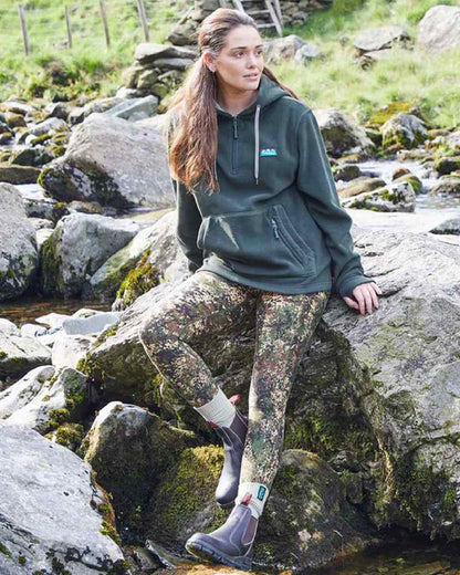 Deep Forest Coloured Ridgeline Ladies Ballistic Hoodie on outdoor background 
