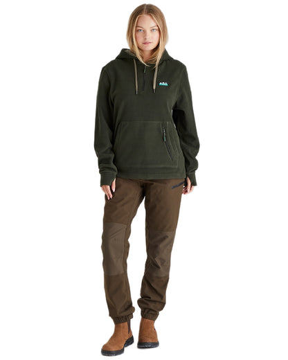 Deep Forest Coloured Ridgeline Ladies Ballistic Hoodie on white background 