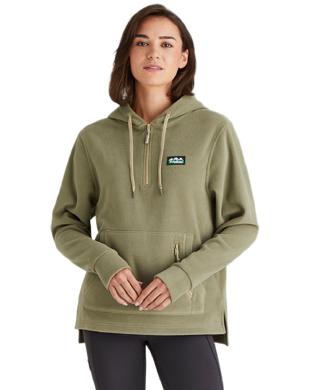 Khaki Green Coloured Ridgeline Ladies Ballistic Hoodie on white background 