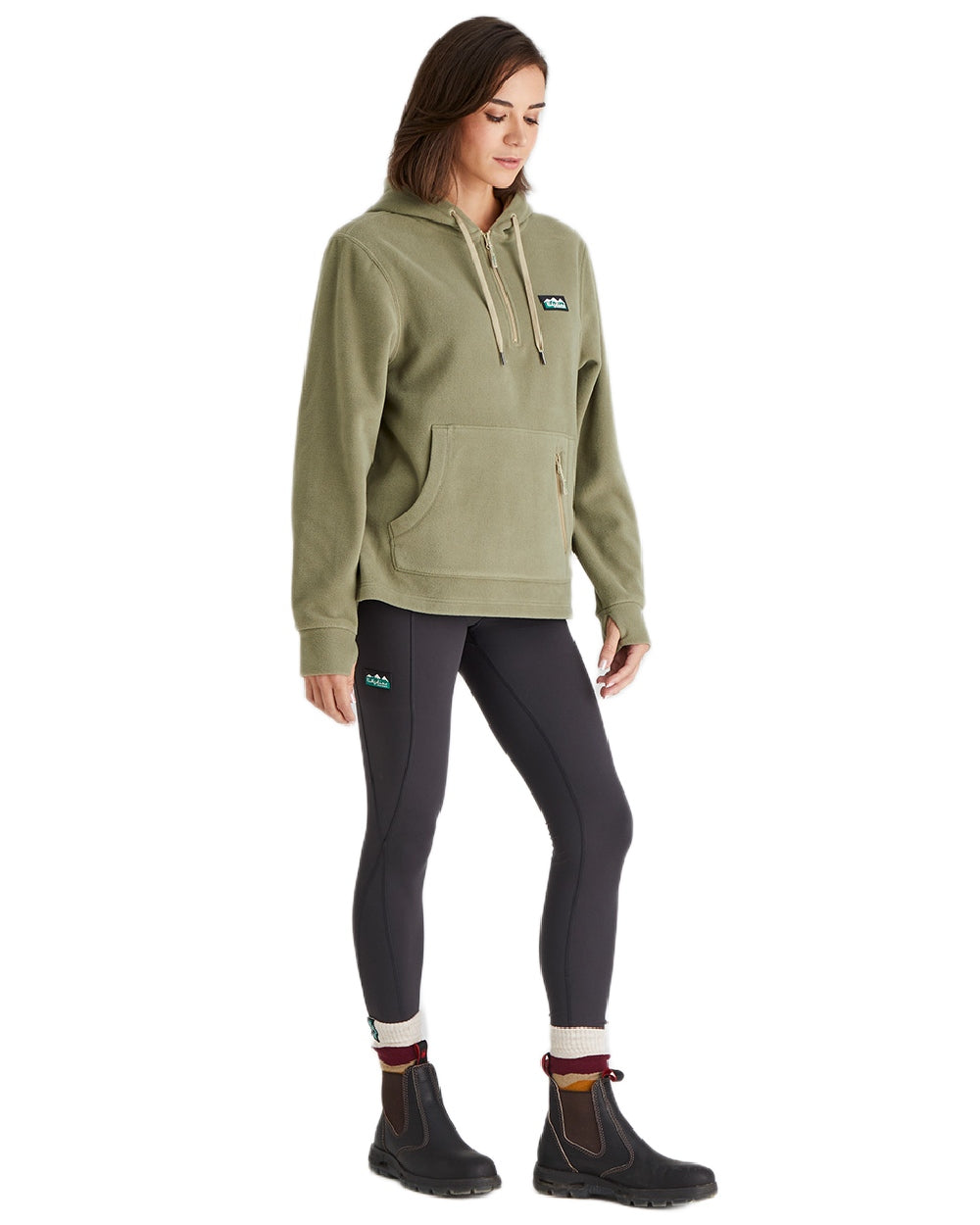 Khaki Green Coloured Ridgeline Ladies Ballistic Hoodie on white background 