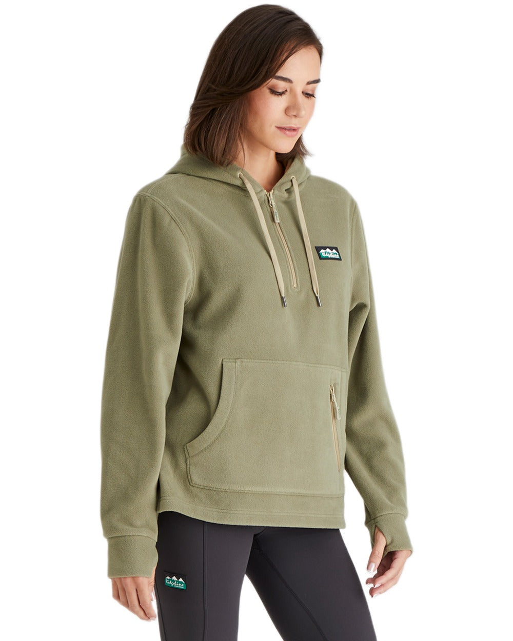 Khaki Green Coloured Ridgeline Ladies Ballistic Hoodie on white background 