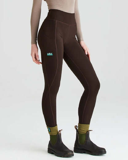 Deep Bark coloured Ridgeline Ladies Infinity Leggings on grey background 