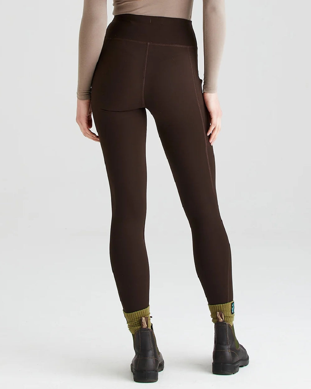 Deep Bark coloured Ridgeline Ladies Infinity Leggings on grey background 