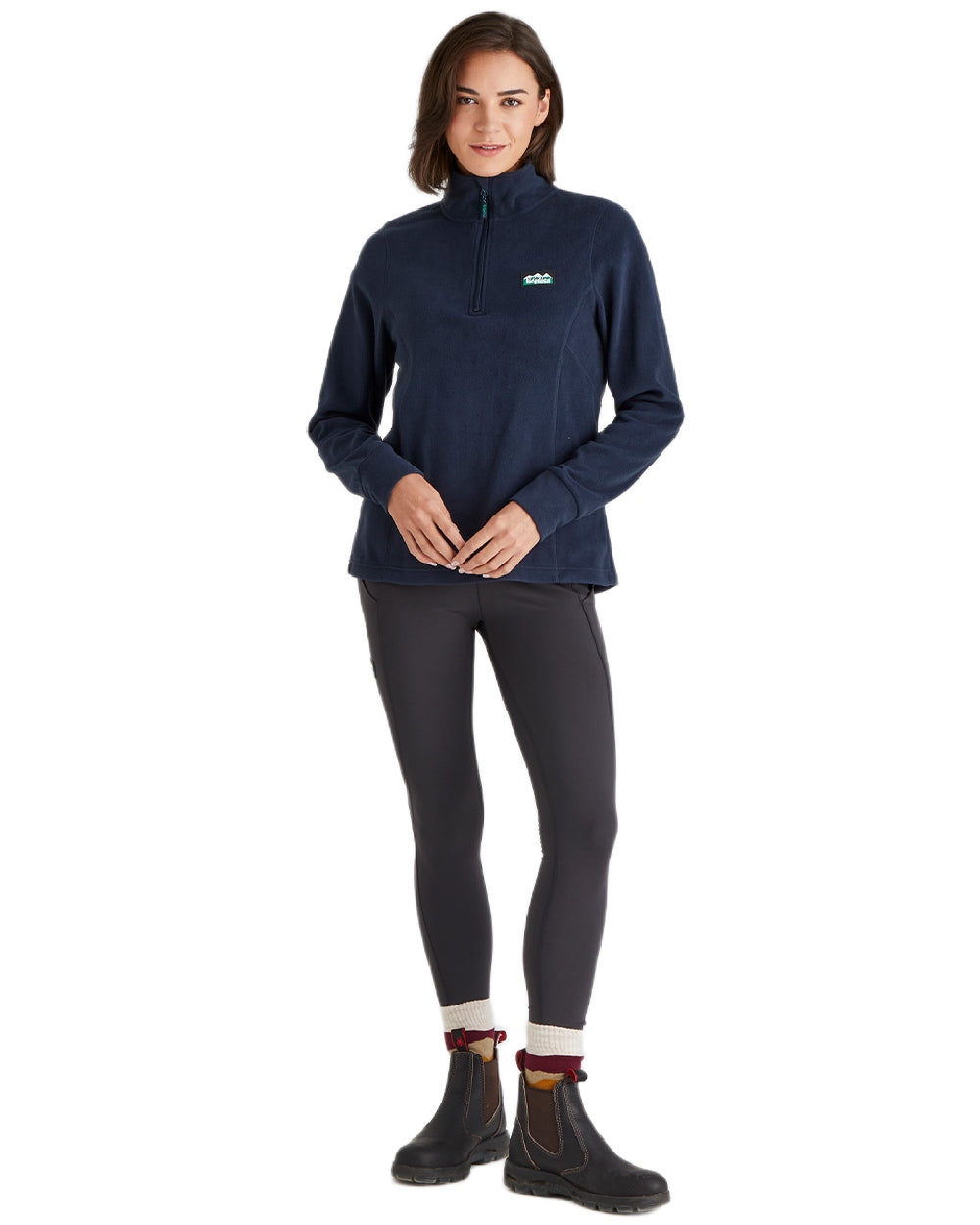 Navy coloured Ridgeline Ladies Narvik Fleece on white background 