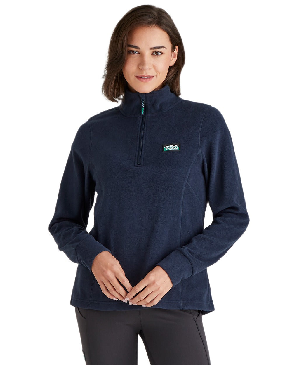 Navy coloured Ridgeline Ladies Narvik Fleece on white background 
