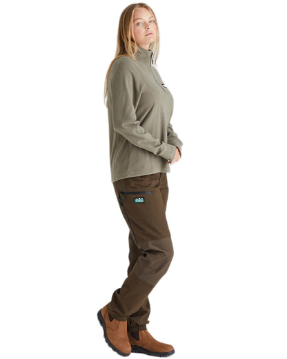 Smokey Olive coloured Ridgeline Ladies Narvik Fleece on white background 