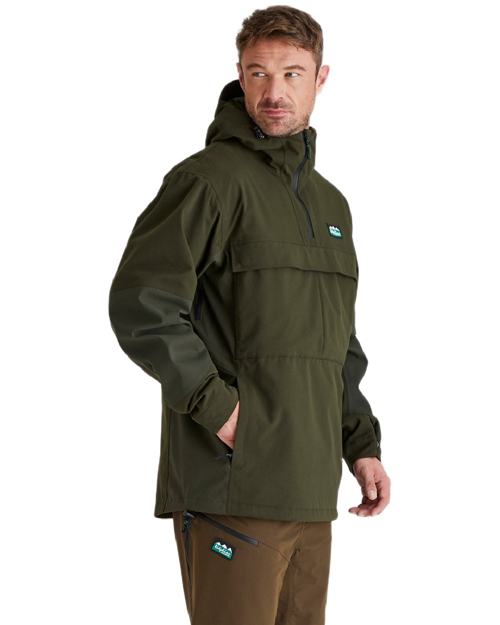Deep Forest Coloured Ridgeline Mens Cambrian Smock on white background 