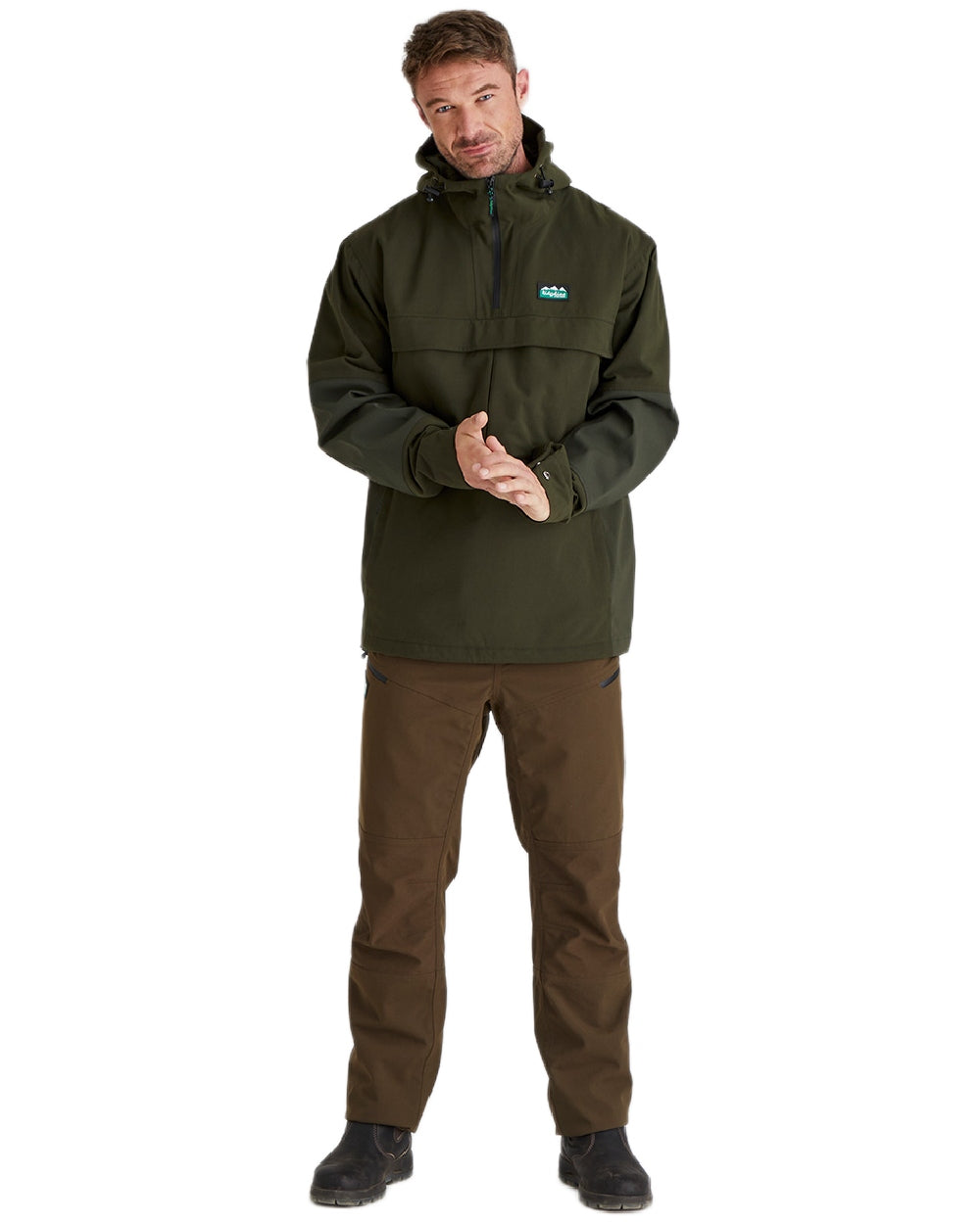 Deep Forest Coloured Ridgeline Mens Cambrian Smock on white background 
