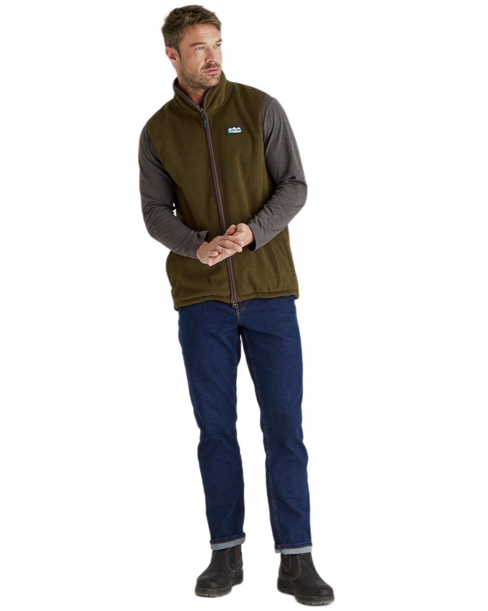 Moody Teak Coloured Ridgeline Mens Kodiak Gilet on white background 