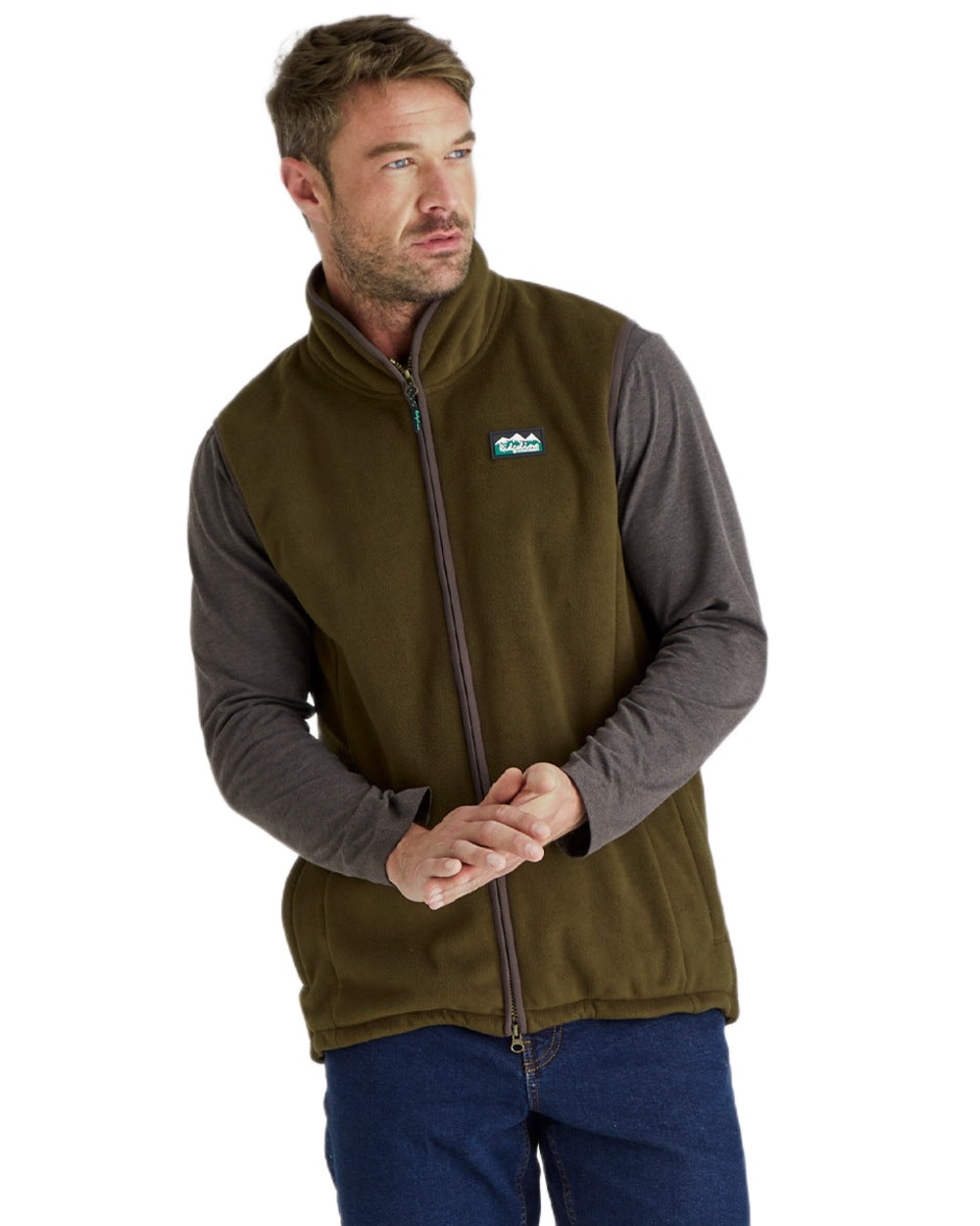 Moody Teak Coloured Ridgeline Mens Kodiak Gilet on white background 