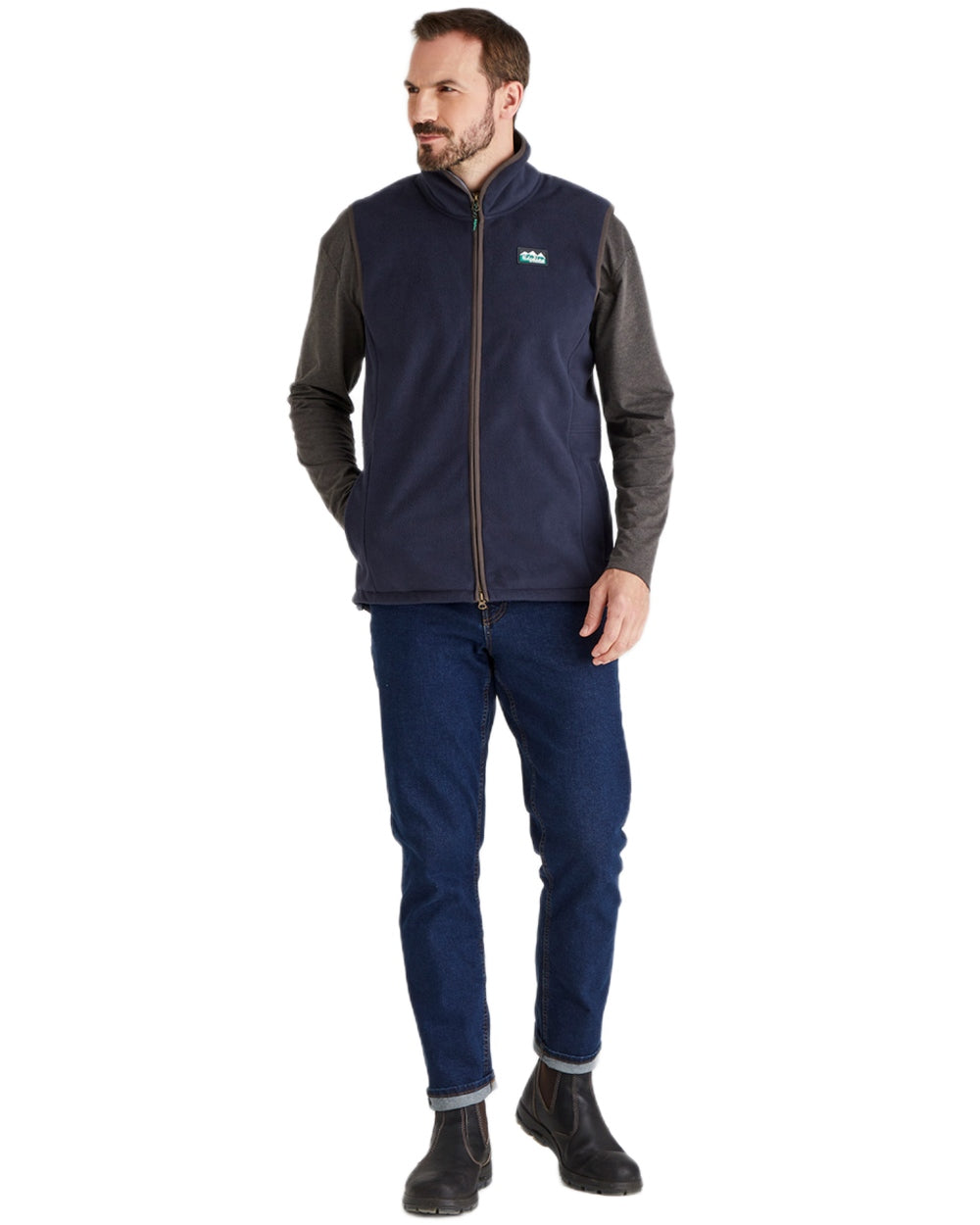 Navy Coloured Ridgeline Mens Kodiak Gilet on white background 