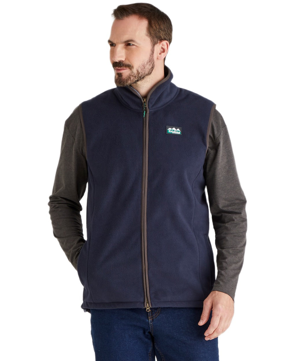 Navy Coloured Ridgeline Mens Kodiak Gilet on white background 