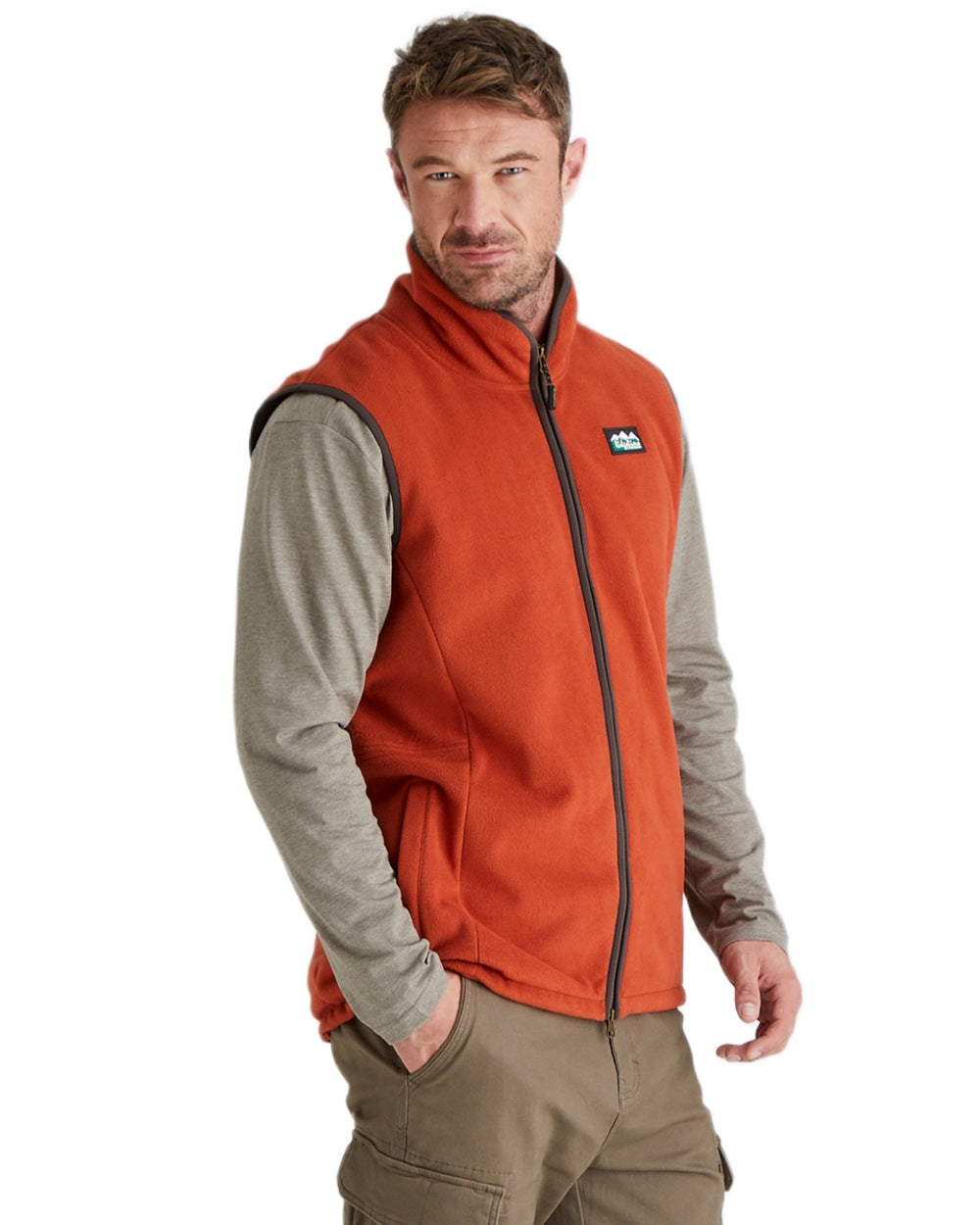Russet Coloured Ridgeline Mens Kodiak Gilet on white background 