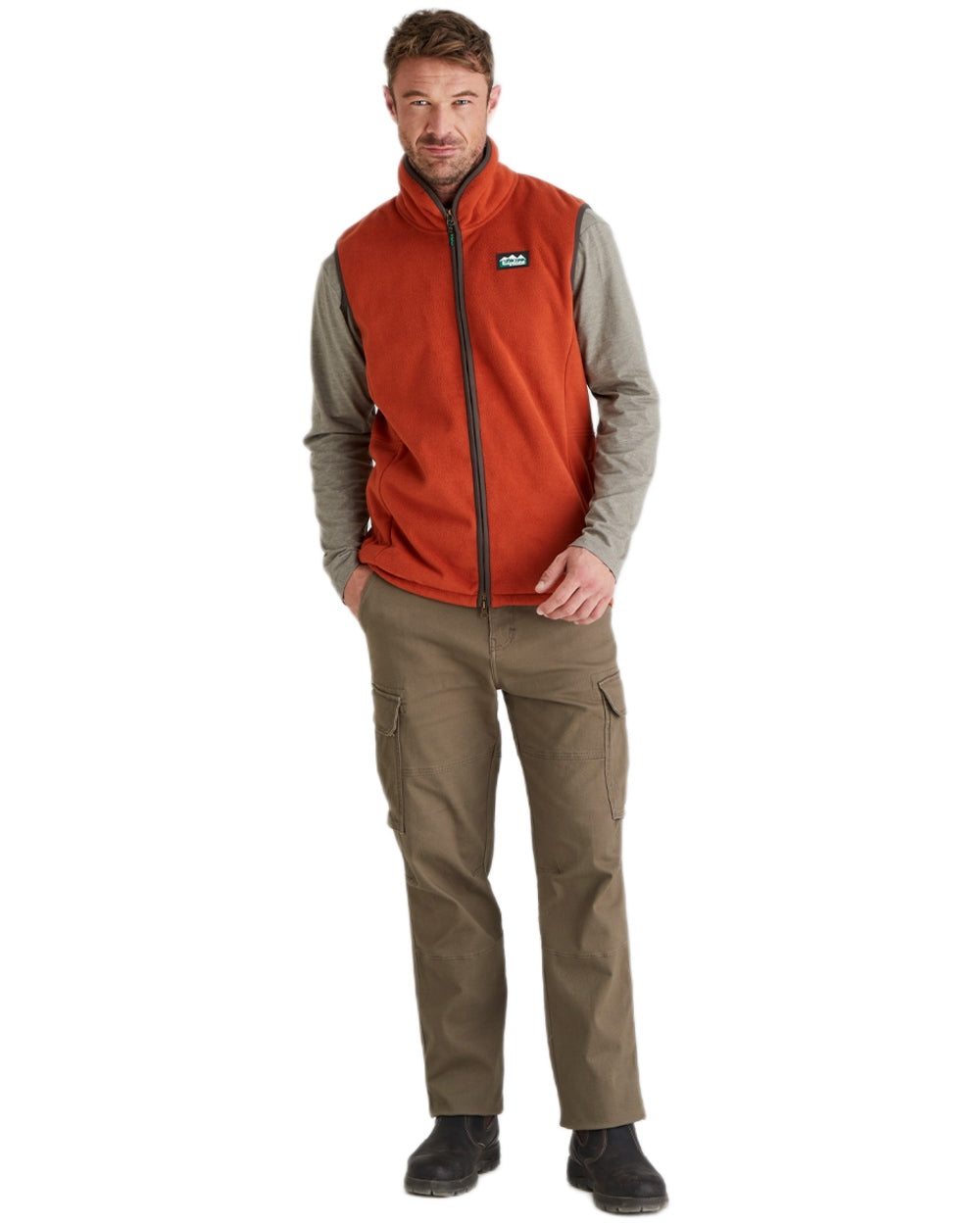 Russet Coloured Ridgeline Mens Kodiak Gilet on white background 