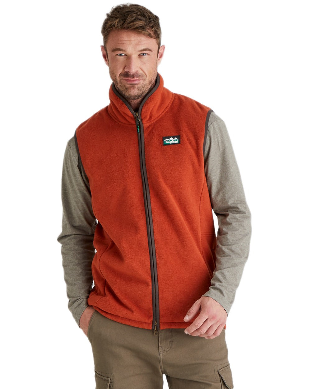 Russet Coloured Ridgeline Mens Kodiak Gilet on white background 