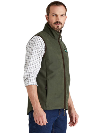 Deep Forest coloured Ridgeline Mens Monarch Gilet on white background 