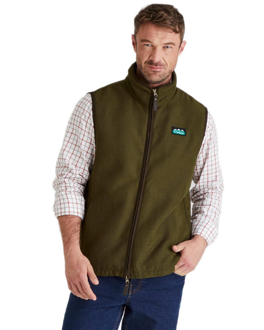 Teak coloured Ridgeline Mens Monarch Gilet on white background 
