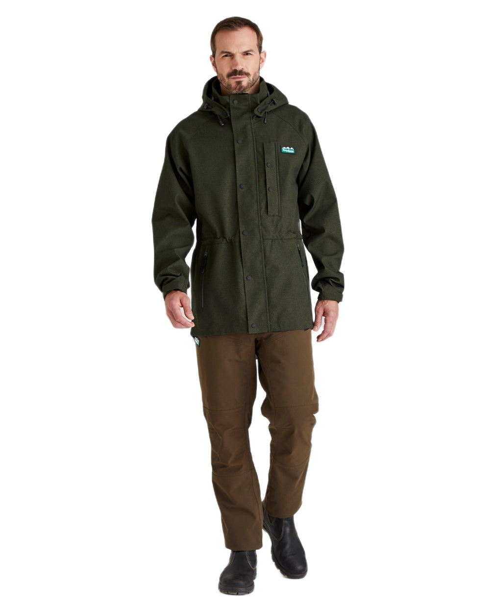 Deep Forest Marl coloured Ridgeline Mens Monsoon Light Jacket on white background 