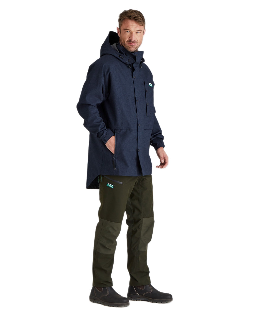 Navy Marl coloured Ridgeline Mens Monsoon Light Jacket on white background 