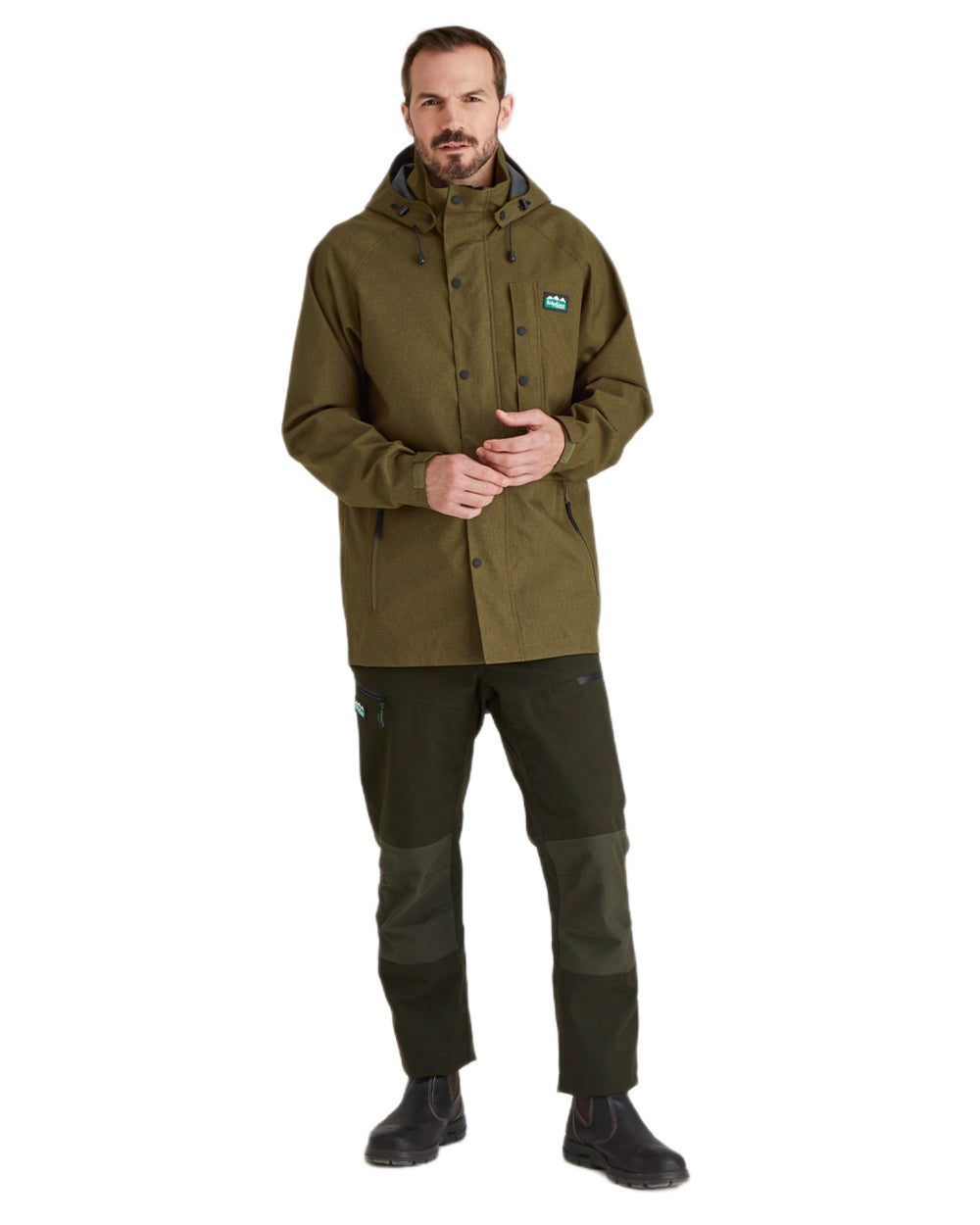 Teak coloured Ridgeline Mens Monsoon Light Jacket on white background 