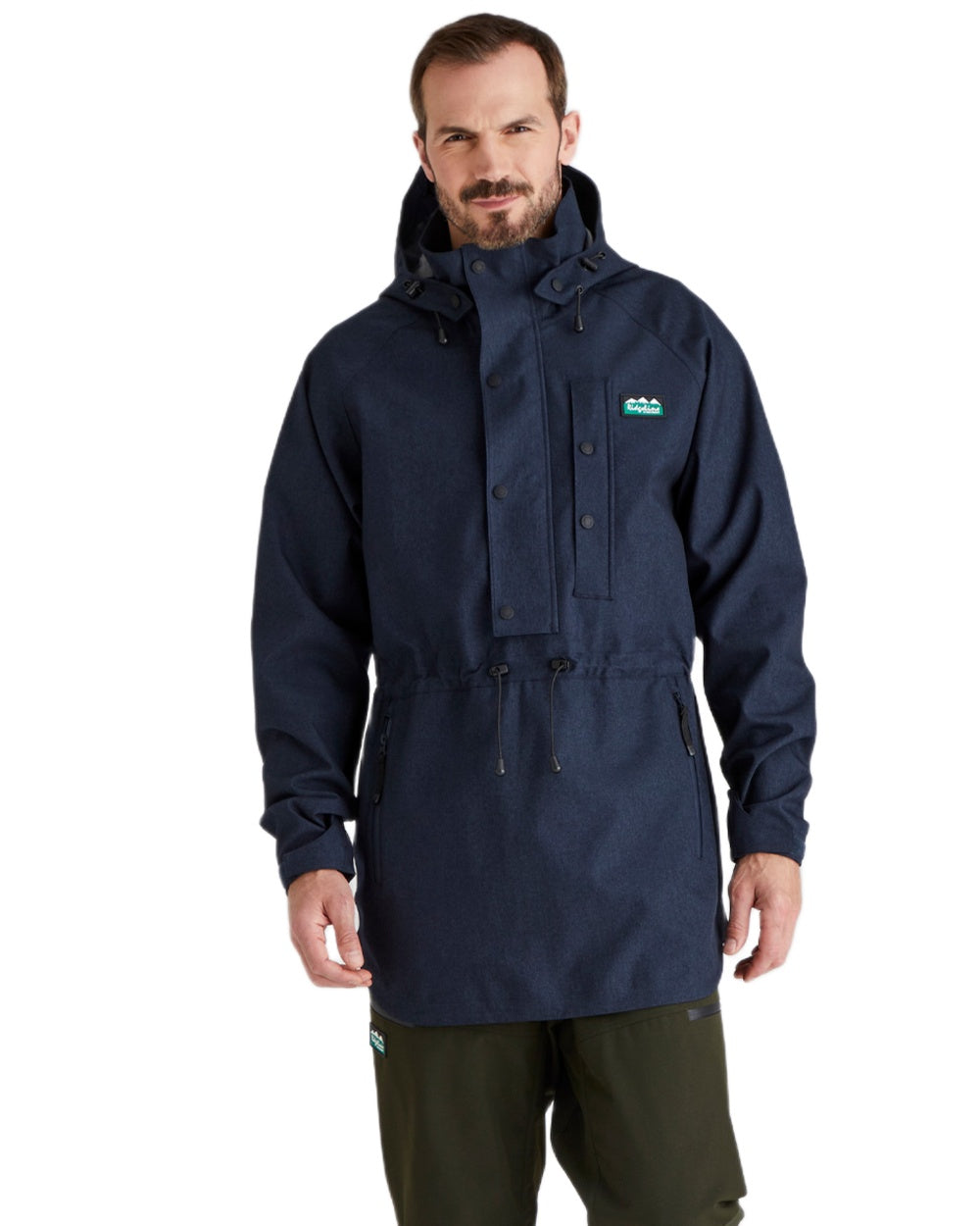Navy Marl coloured Ridgeline Mens Monsoon Light Smock on white background 