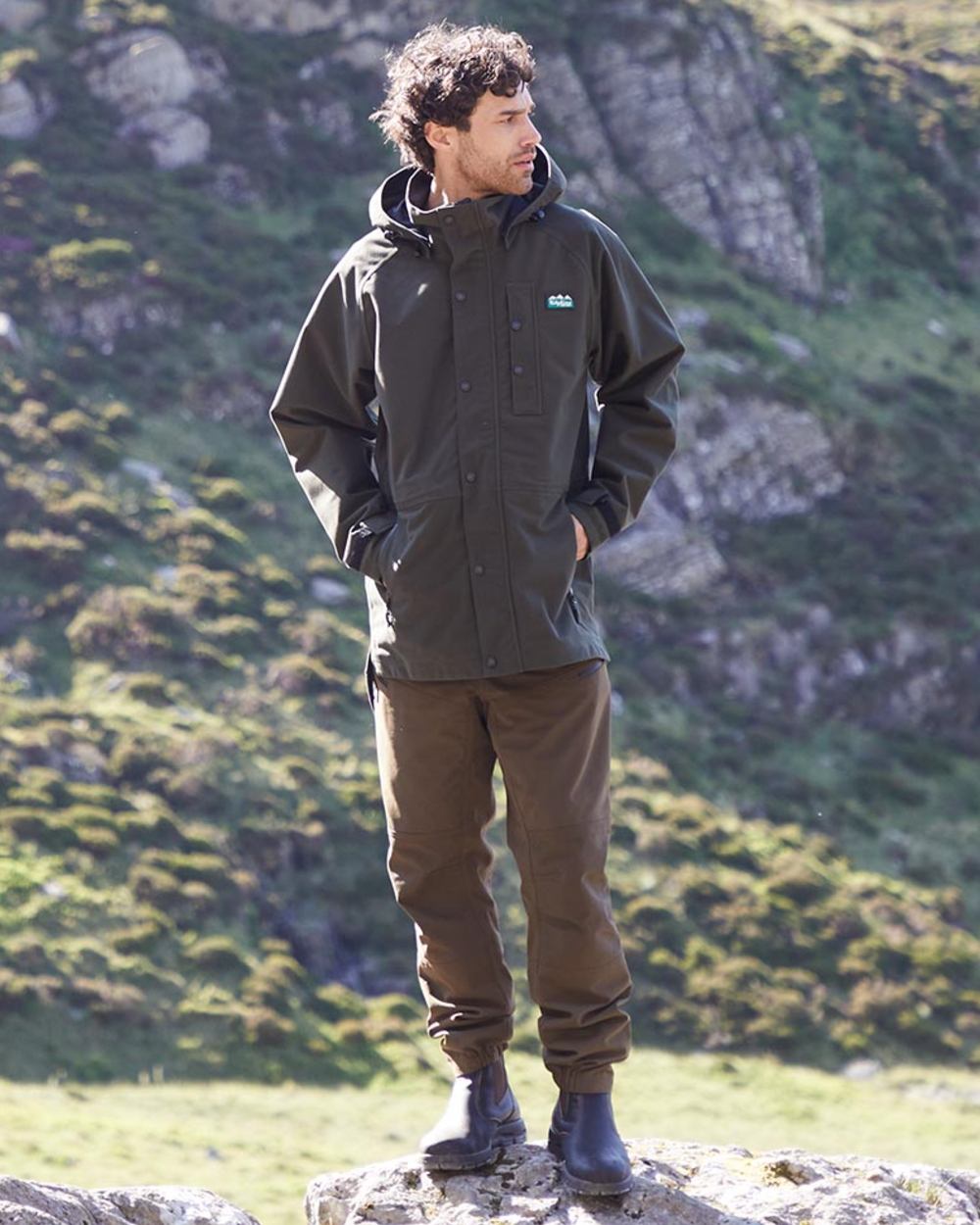 Bark Coloured Ridgeline Monsoon Classic Jacket On A Mountain Background 