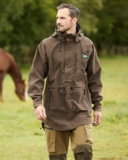 Bark Coloured Ridgeline Monsoon Classic Waterproof Smock on outdoor background 