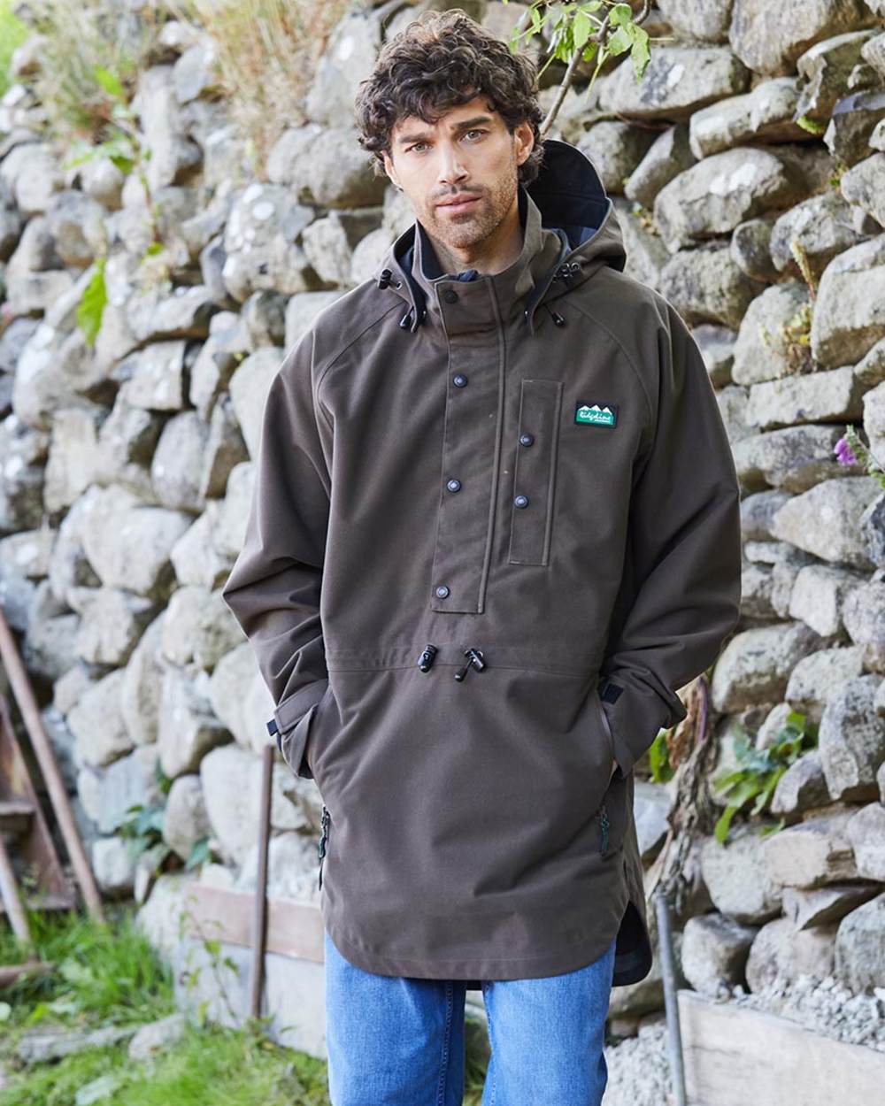 Bark Coloured Ridgeline Monsoon Classic Waterproof Smock on outdoor background 