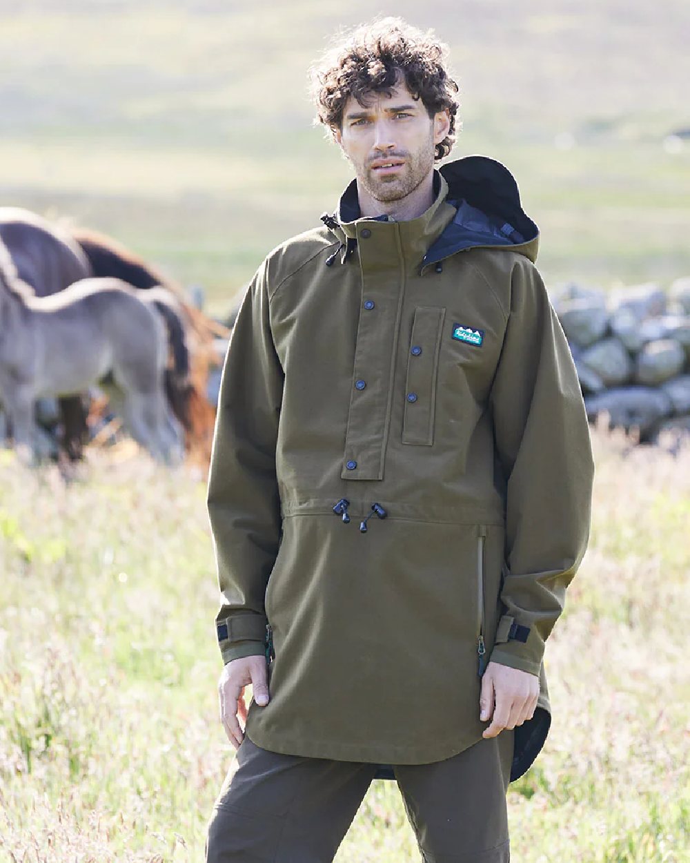 Teak Coloured Ridgeline Monsoon Classic Waterproof Smock on outdoor background 