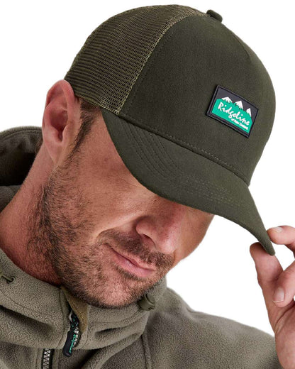 Deep Forest Coloured Ridgeline Monsoon Trucker Cap on white background  