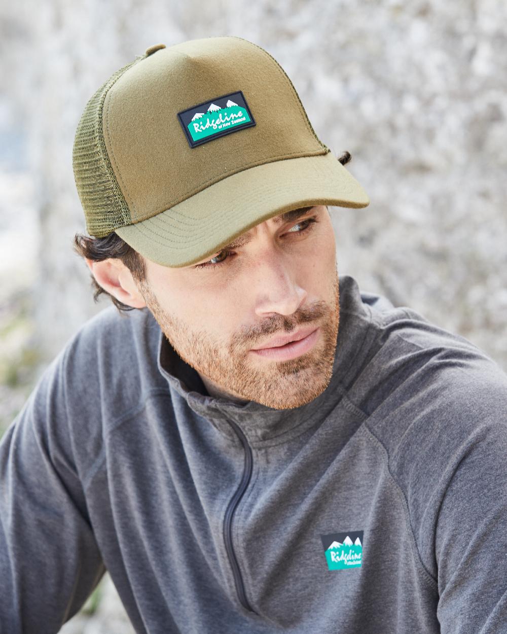 Teak Coloured Ridgeline Monsoon Trucker Cap on outdoor background  