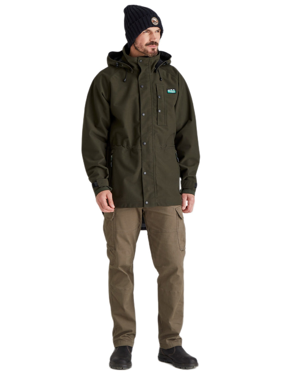 Navy Coloured Ridgeline Original Knitted Beanie on white background 