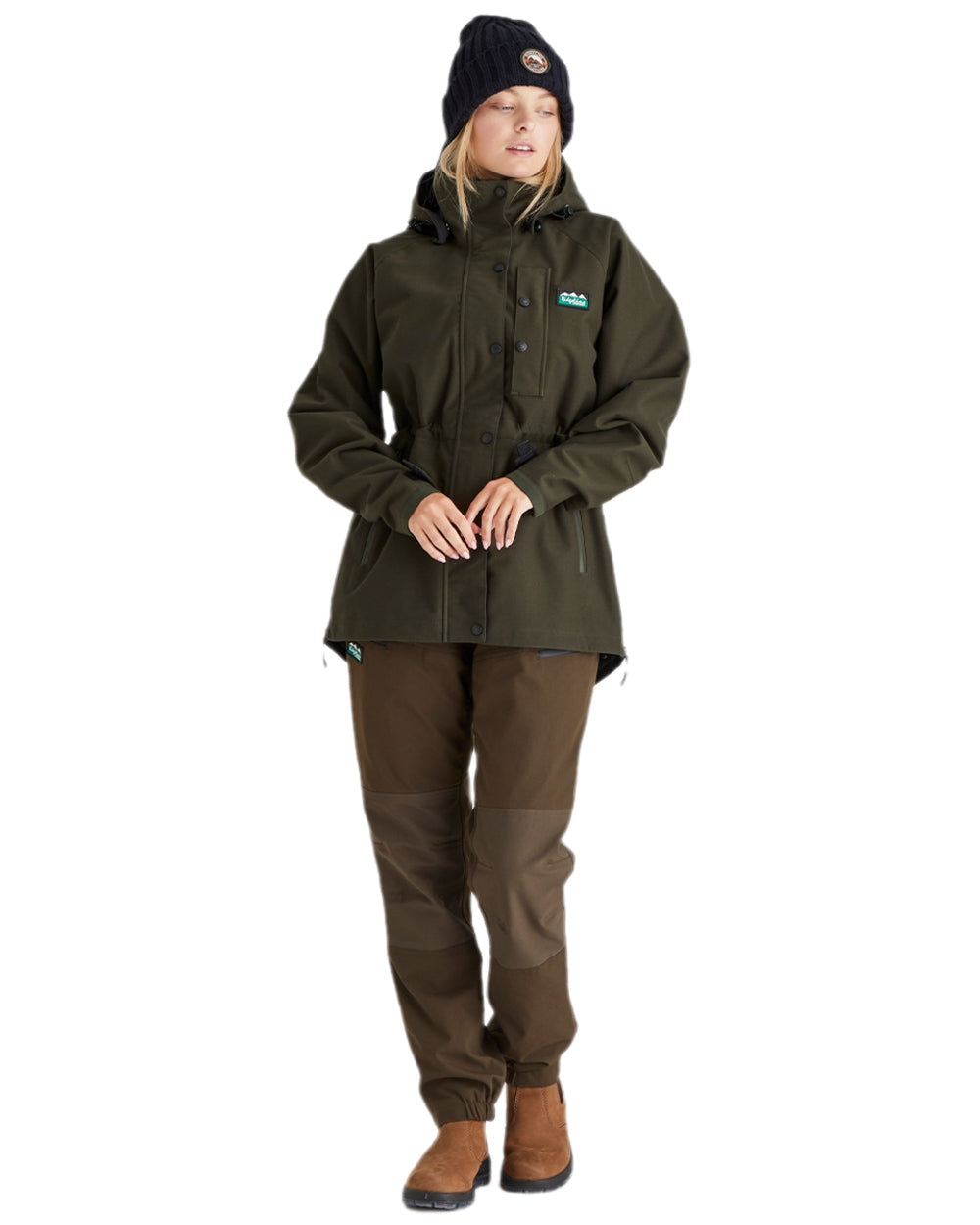 Navy Coloured Ridgeline Original Knitted Beanie on white background 