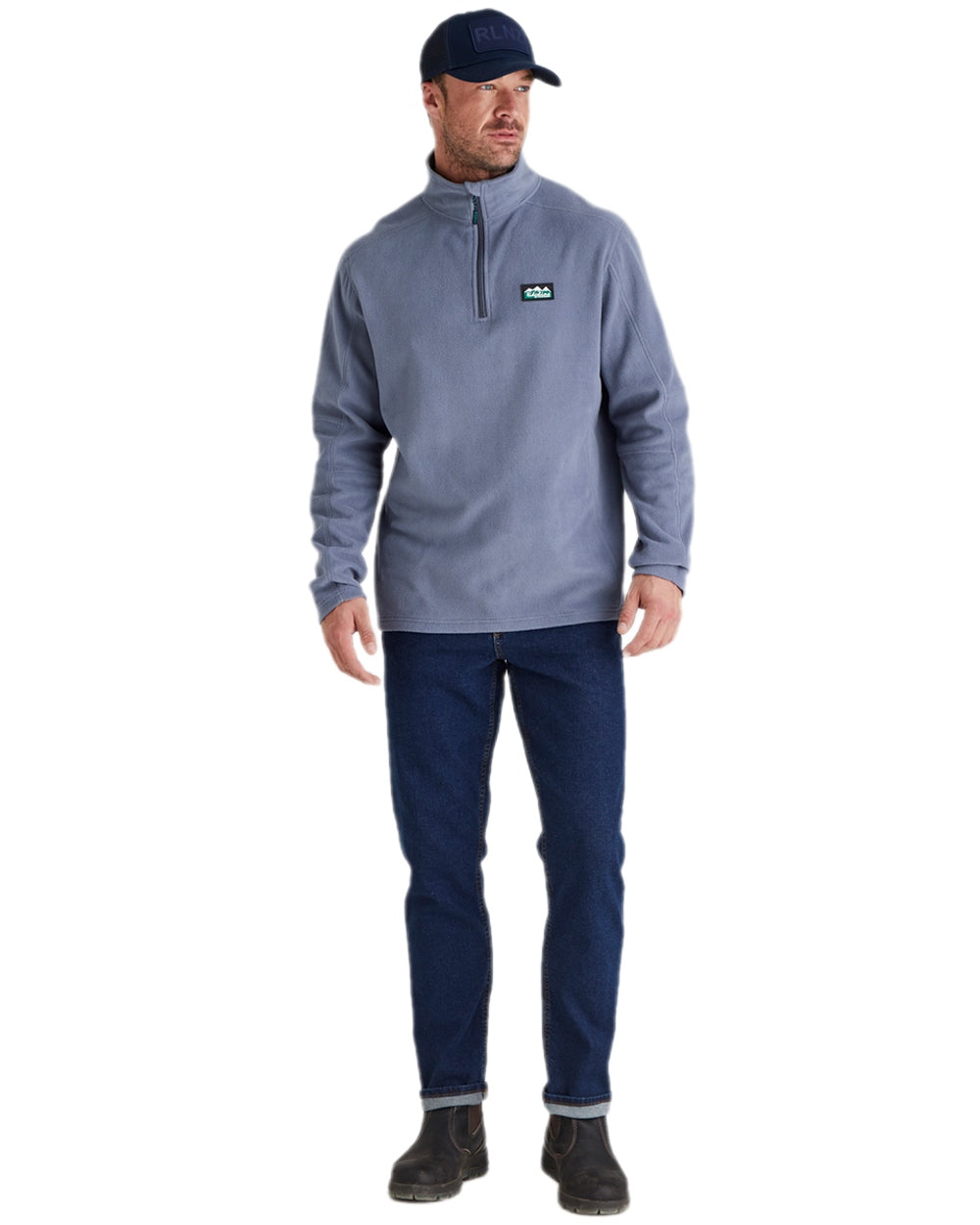 Navy Coloured Ridgeline RLNZ Trucker Cap on white background 