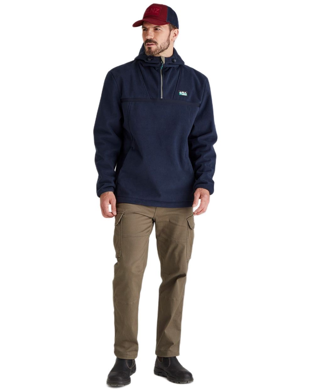 Rhubarb Coloured Ridgeline RLNZ Trucker Cap on white background 