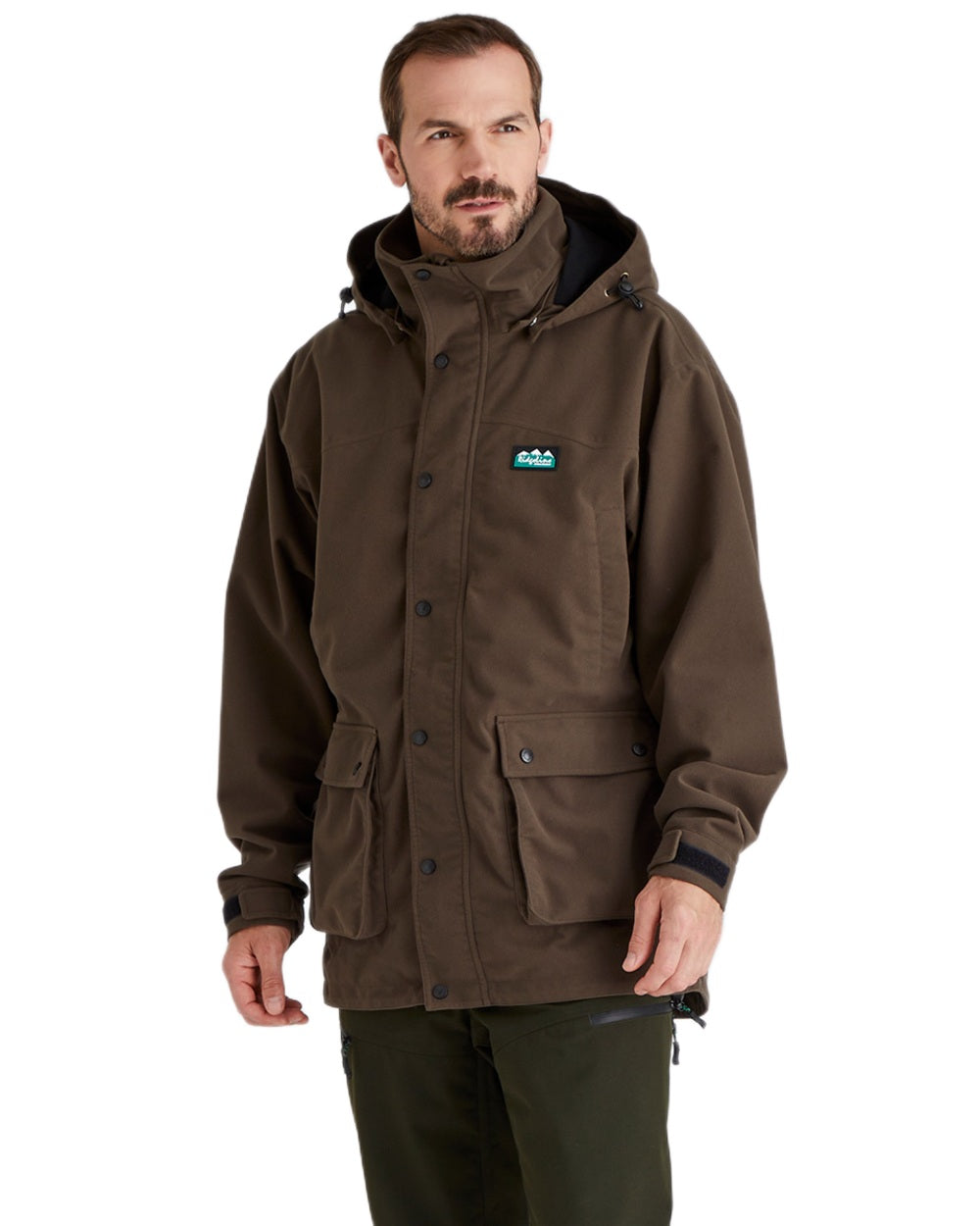 Bark coloured Ridgeline Torrent Waterproof Jacket on white background 