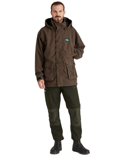 Bark coloured Ridgeline Torrent Waterproof Jacket on white background 
