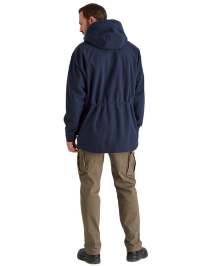 Navy coloured Ridgeline Torrent Waterproof Jacket on white background 