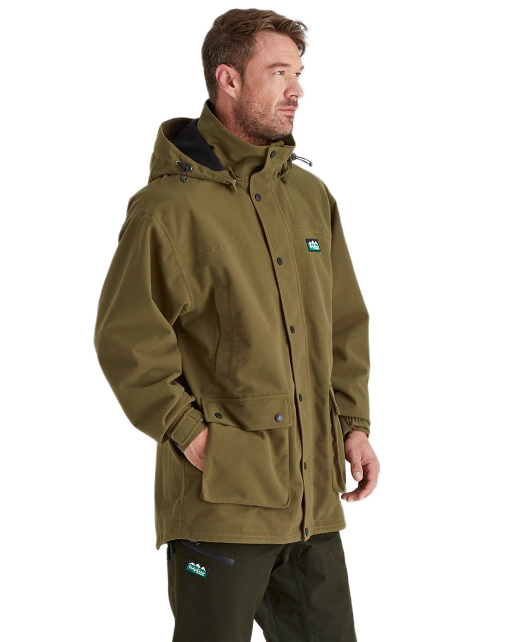 Teak coloured Ridgeline Torrent Waterproof Jacket on white background 