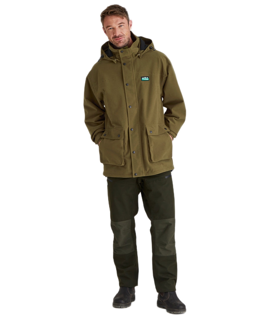 Teak coloured Ridgeline Torrent Waterproof Jacket on white background 