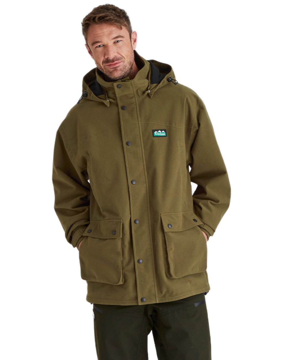 Teak coloured Ridgeline Torrent Waterproof Jacket on white background 