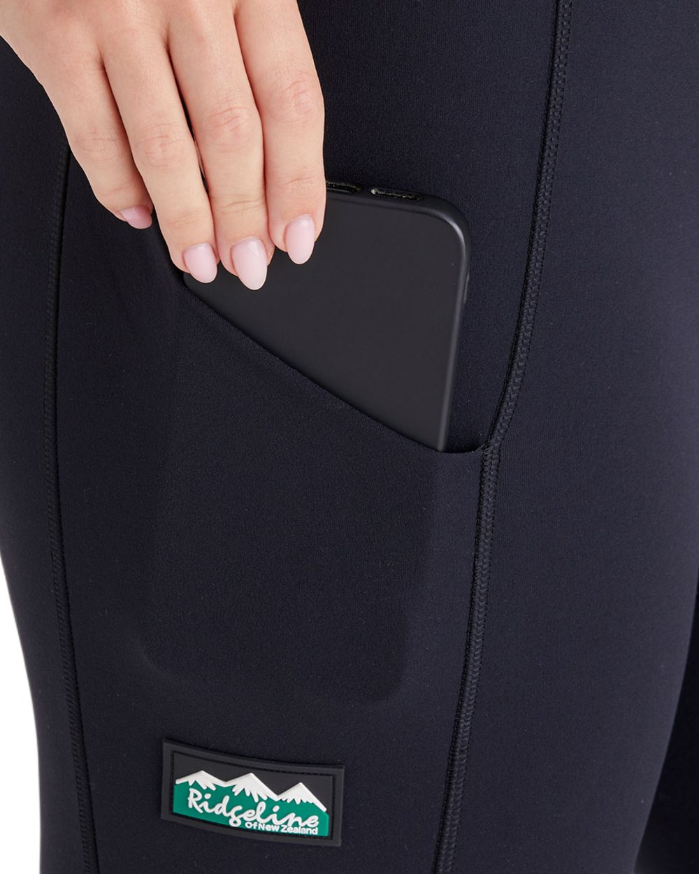 Black coloured Ridgeline Womens Infinity Leggings on white background 