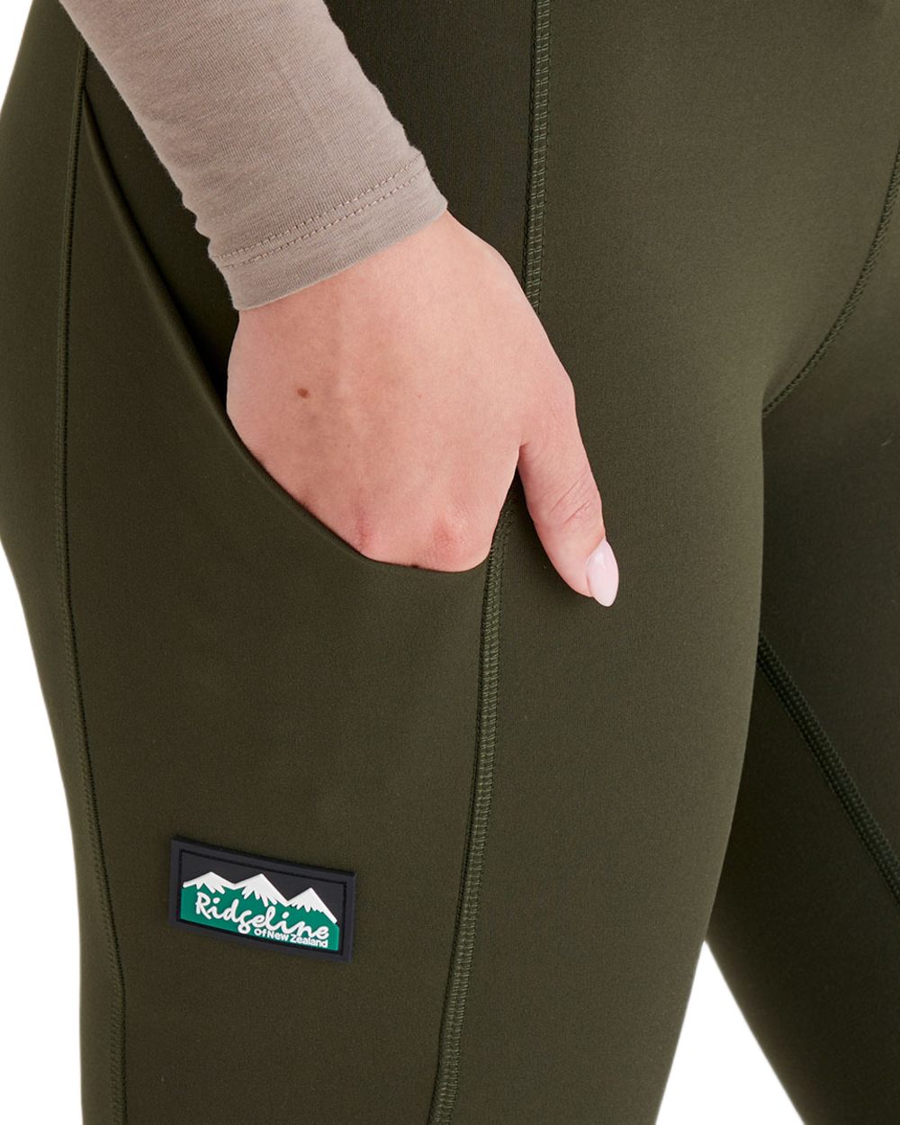 Deep Forest coloured Ridgeline Womens Infinity Leggings on white background 