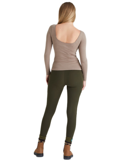 Deep Forest coloured Ridgeline Womens Infinity Leggings on white background 
