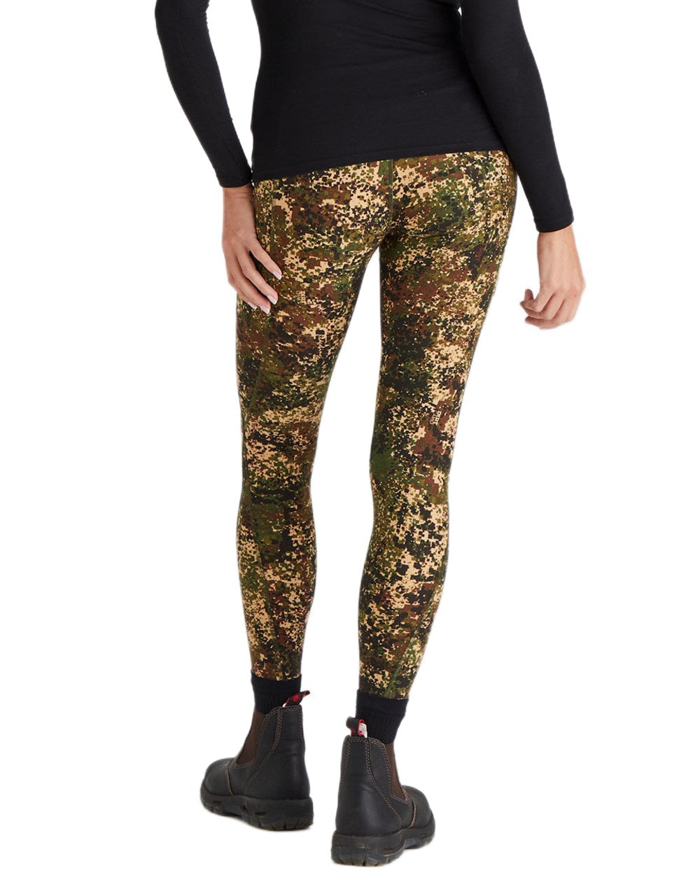 Dirt-Camo coloured Ridgeline Womens Infinity Leggings on white background 