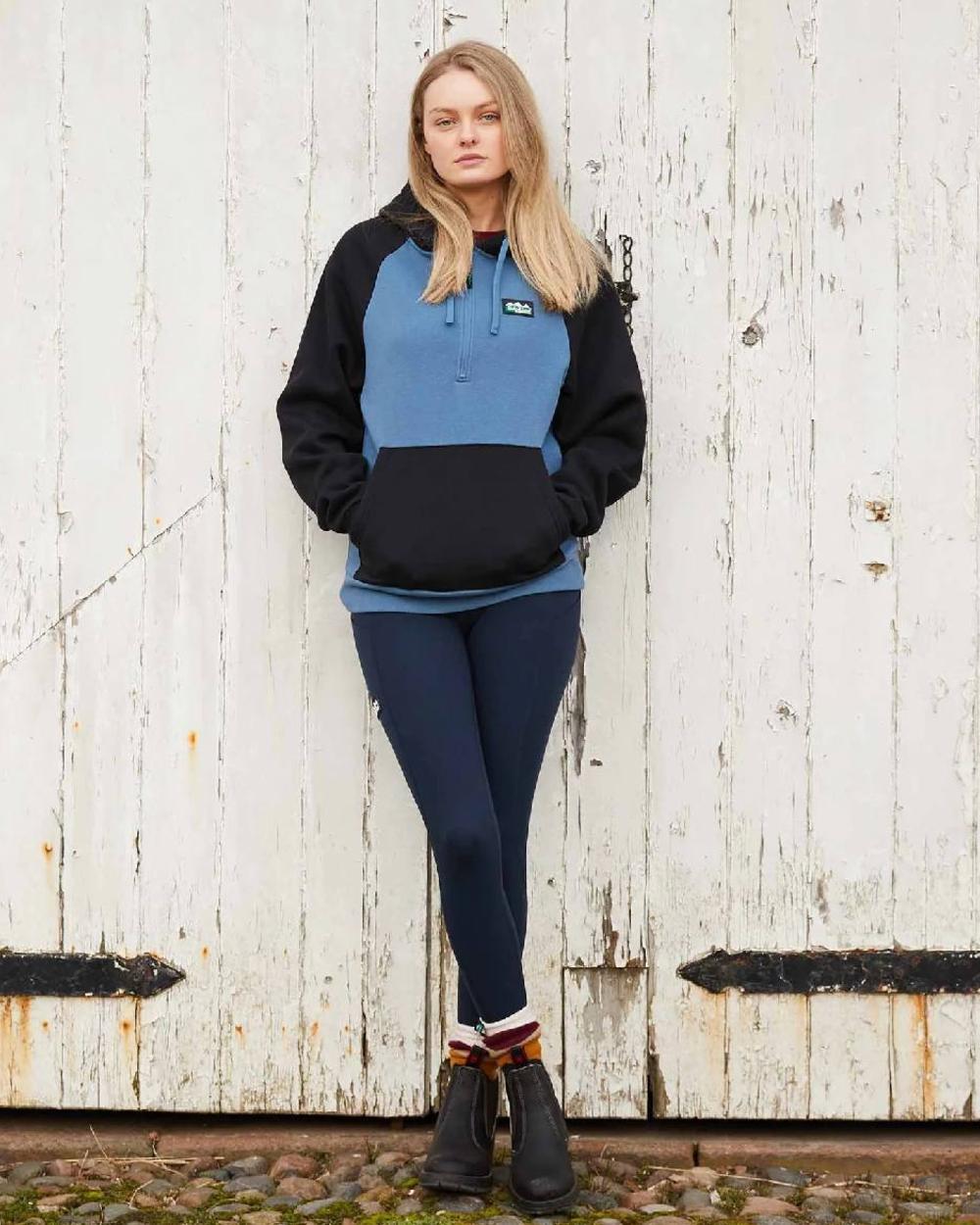 Navy coloured Ridgeline Womens Infinity Leggings on stable background 