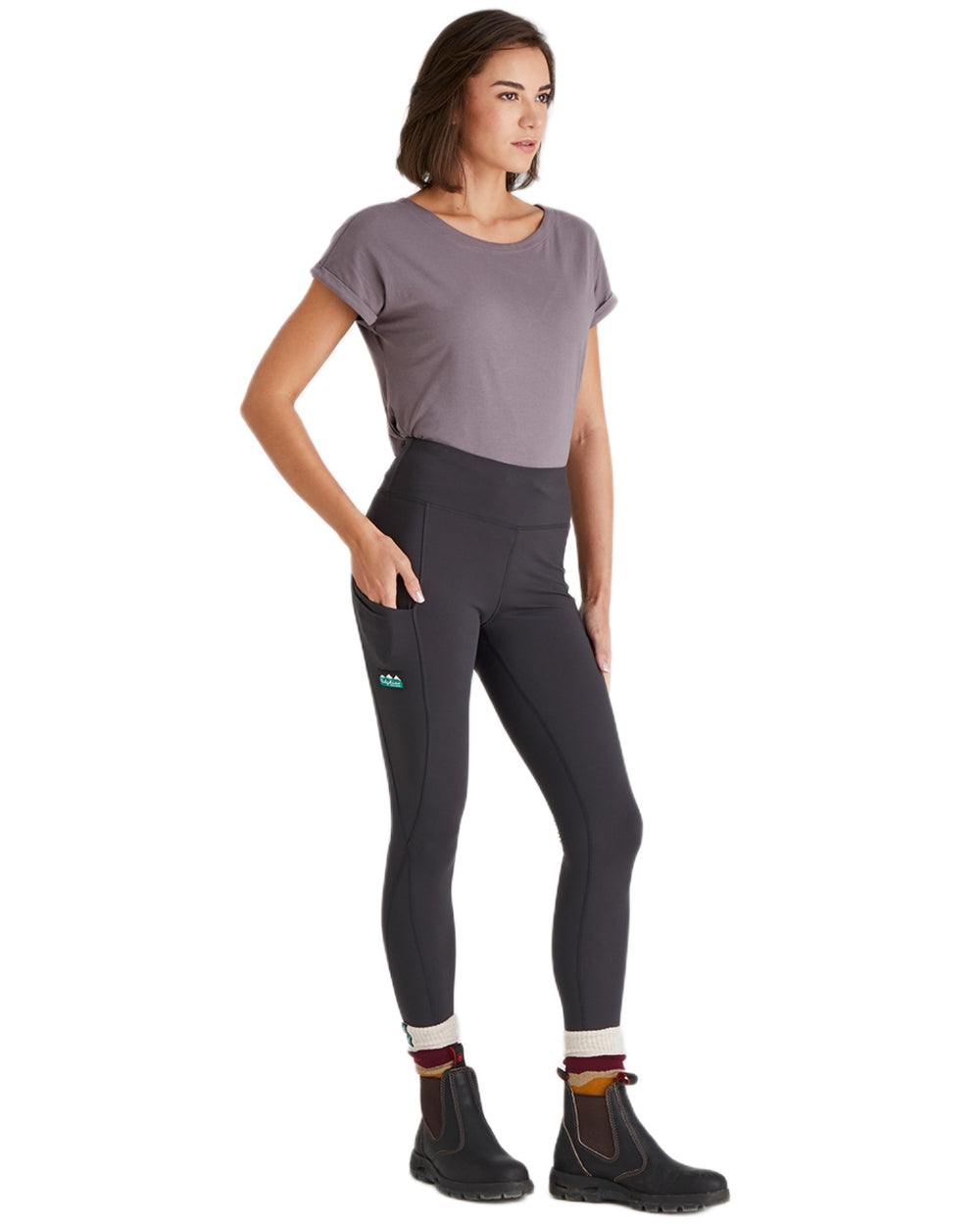 Shale coloured Ridgeline Womens Infinity Leggings on white background 