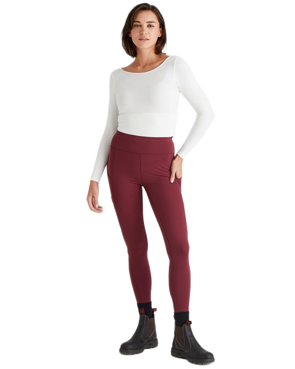 Winter Berry Coloured Ridgeline Womens Infinity Leggings On A White Background 