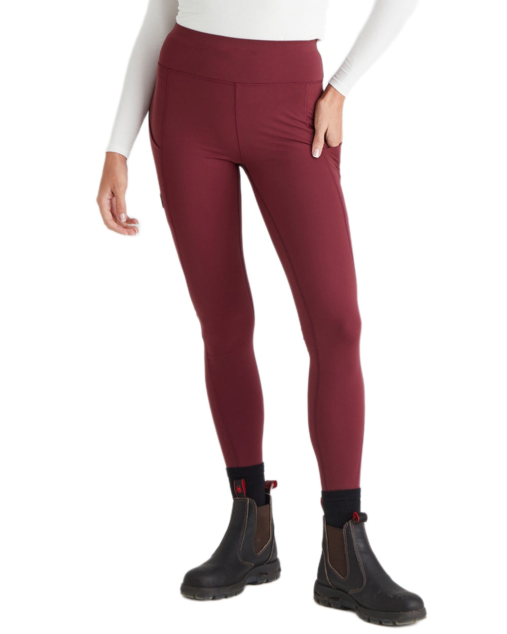 Winter Berry Coloured Ridgeline Womens Infinity Leggings On A White Background 